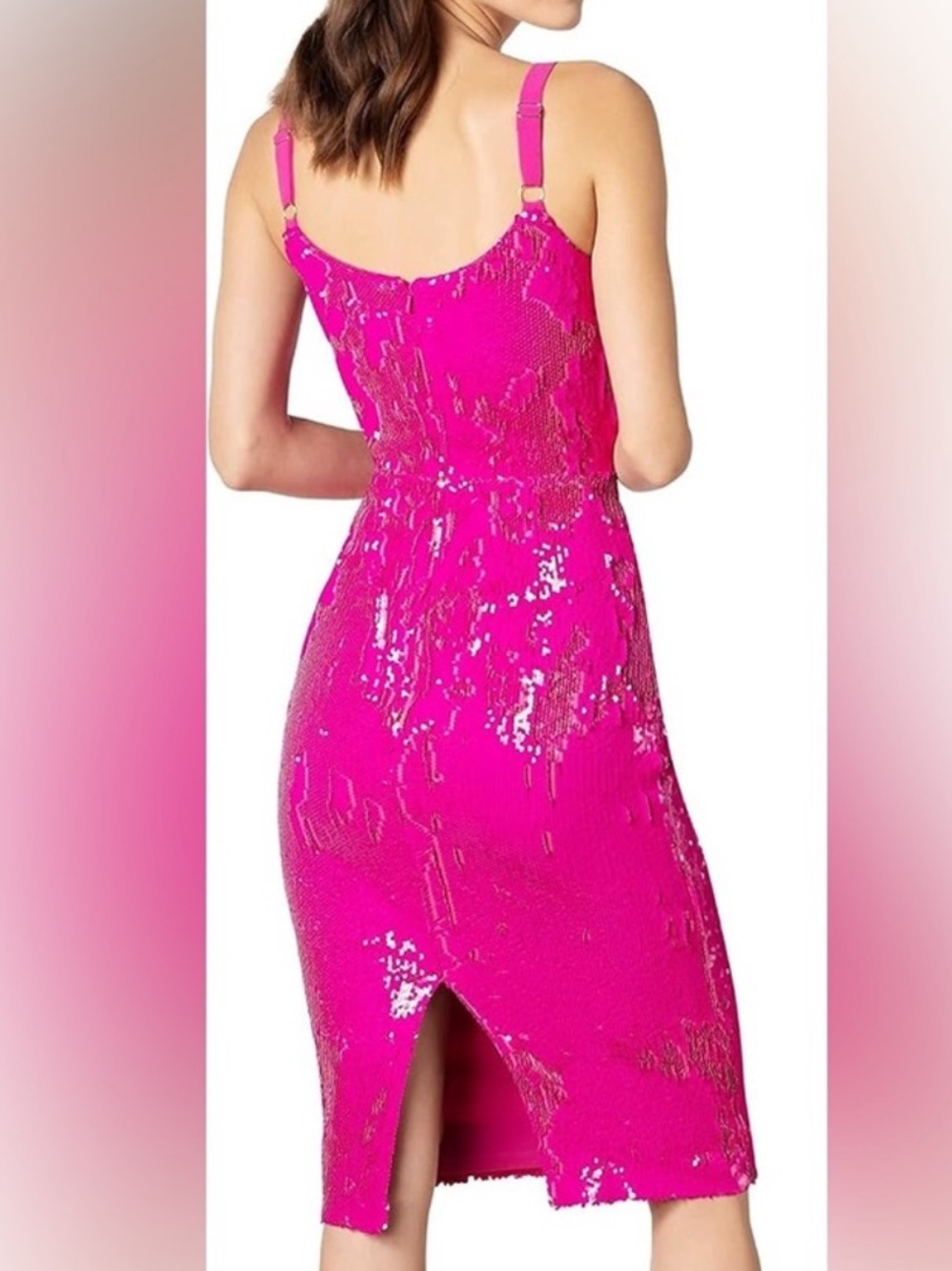 Dress the Population Fuchsia Sequin Midi Dress XL